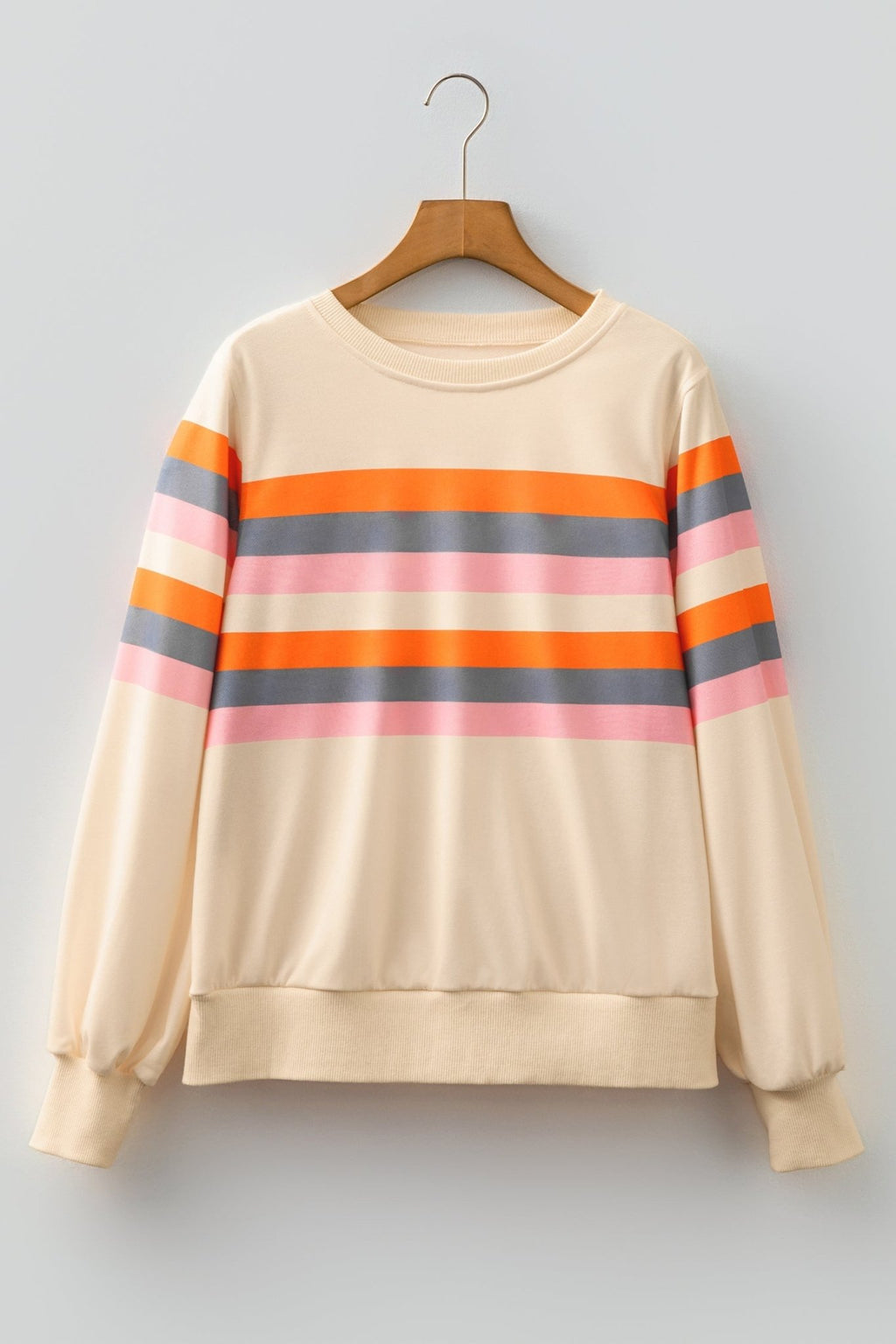 Stripe Puff Sleeve Pullover Sweatshirt - Rooted & Reckless Co.