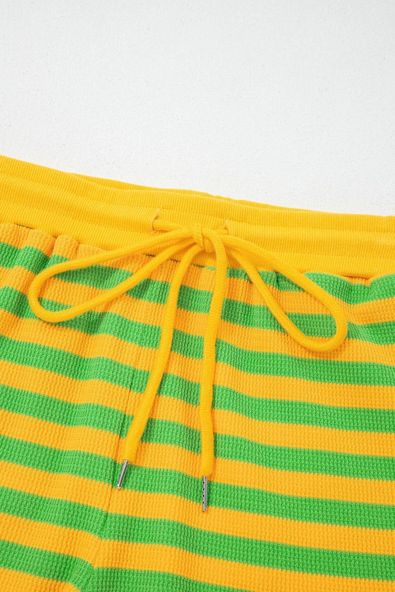 Stripe Puff Sleeve T-Shirt & Drawstring Shorts Set - Rooted & Reckless Co.
