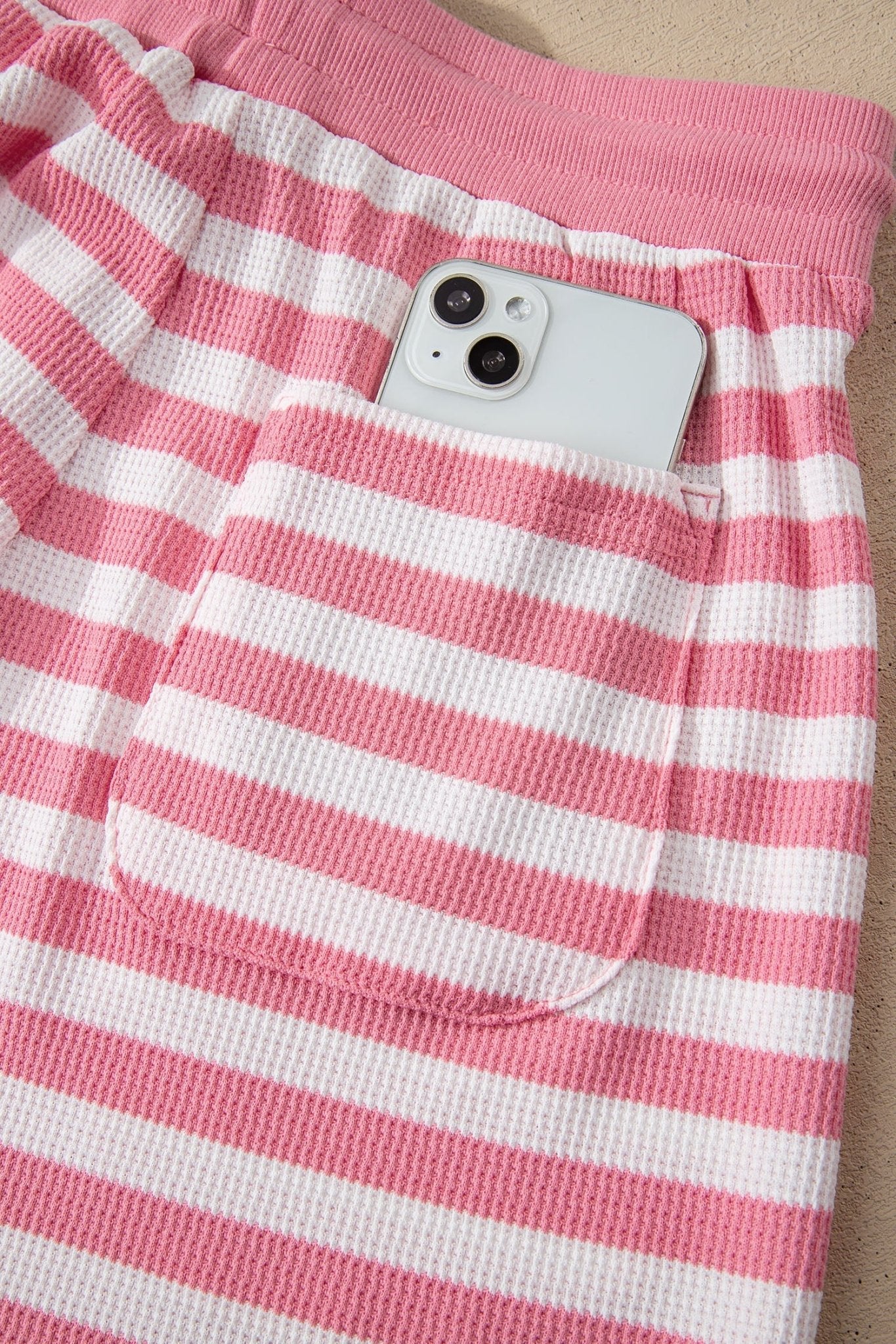 Stripe Puff Sleeve T-Shirt & Drawstring Shorts Set - Rooted & Reckless Co.