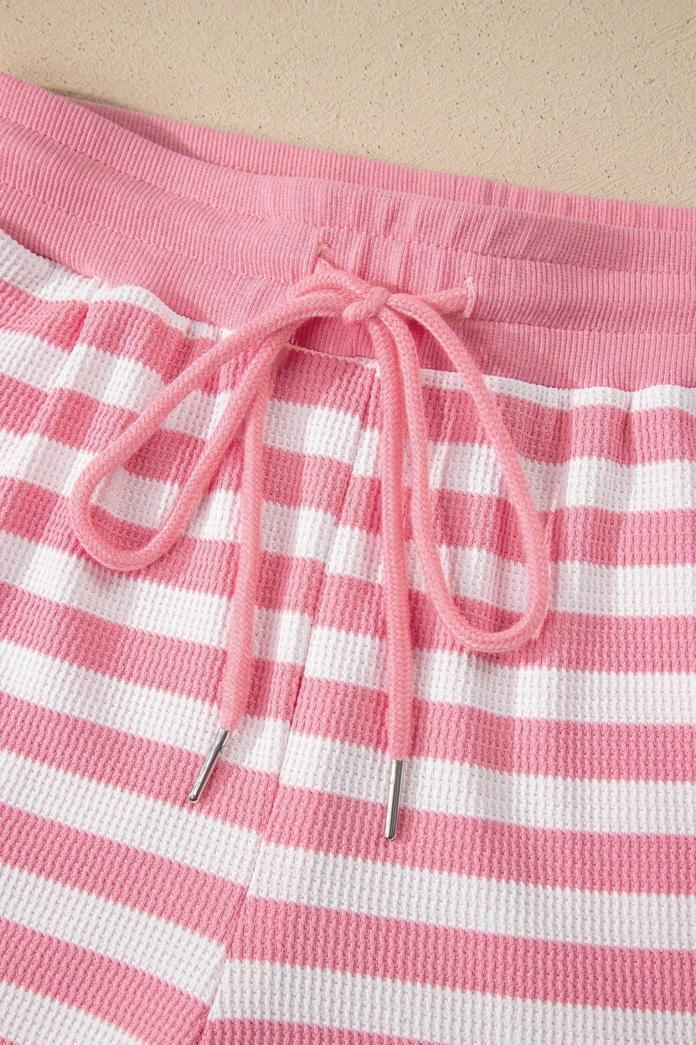 Stripe Puff Sleeve T-Shirt & Drawstring Shorts Set - Rooted & Reckless Co.