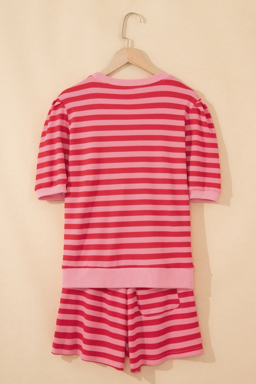 Stripe Puff Sleeve T-Shirt & Drawstring Shorts Set - Rooted & Reckless Co.
