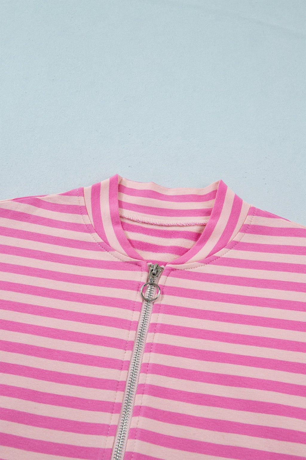 Stripe Puff Sleeve Zip-Up Sweatshirt Jacket - Rooted & Reckless Co.