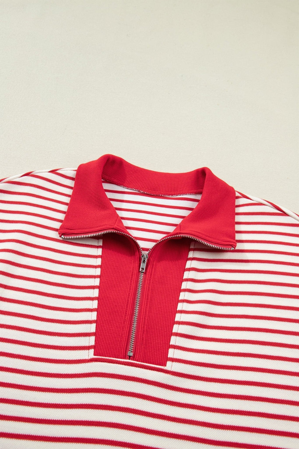 Stripe Quarter Zip Polo Collar T-Shirt Dress - Rooted & Reckless Co.