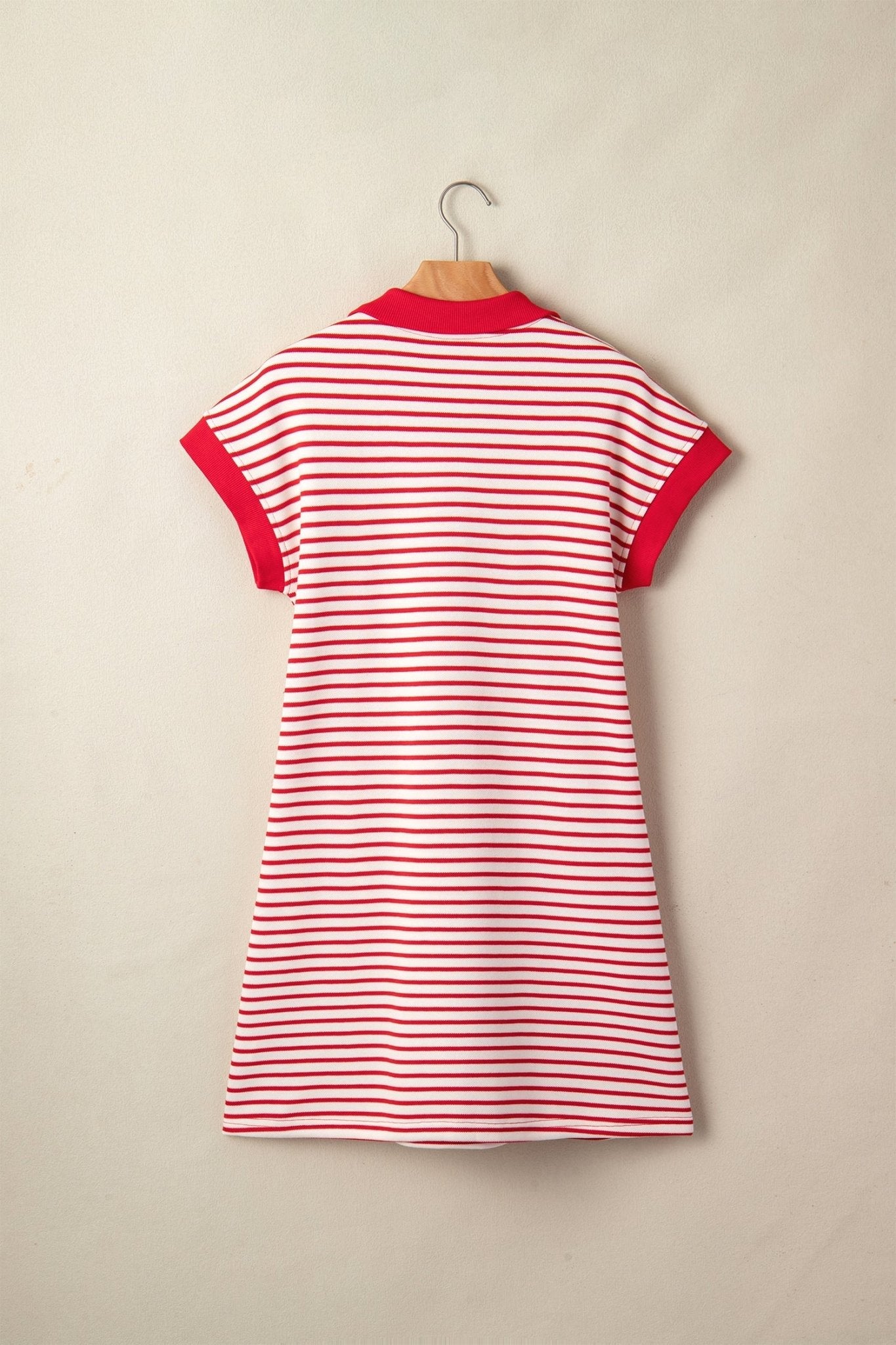 Stripe Quarter Zip Polo Collar T-Shirt Dress - Rooted & Reckless Co.