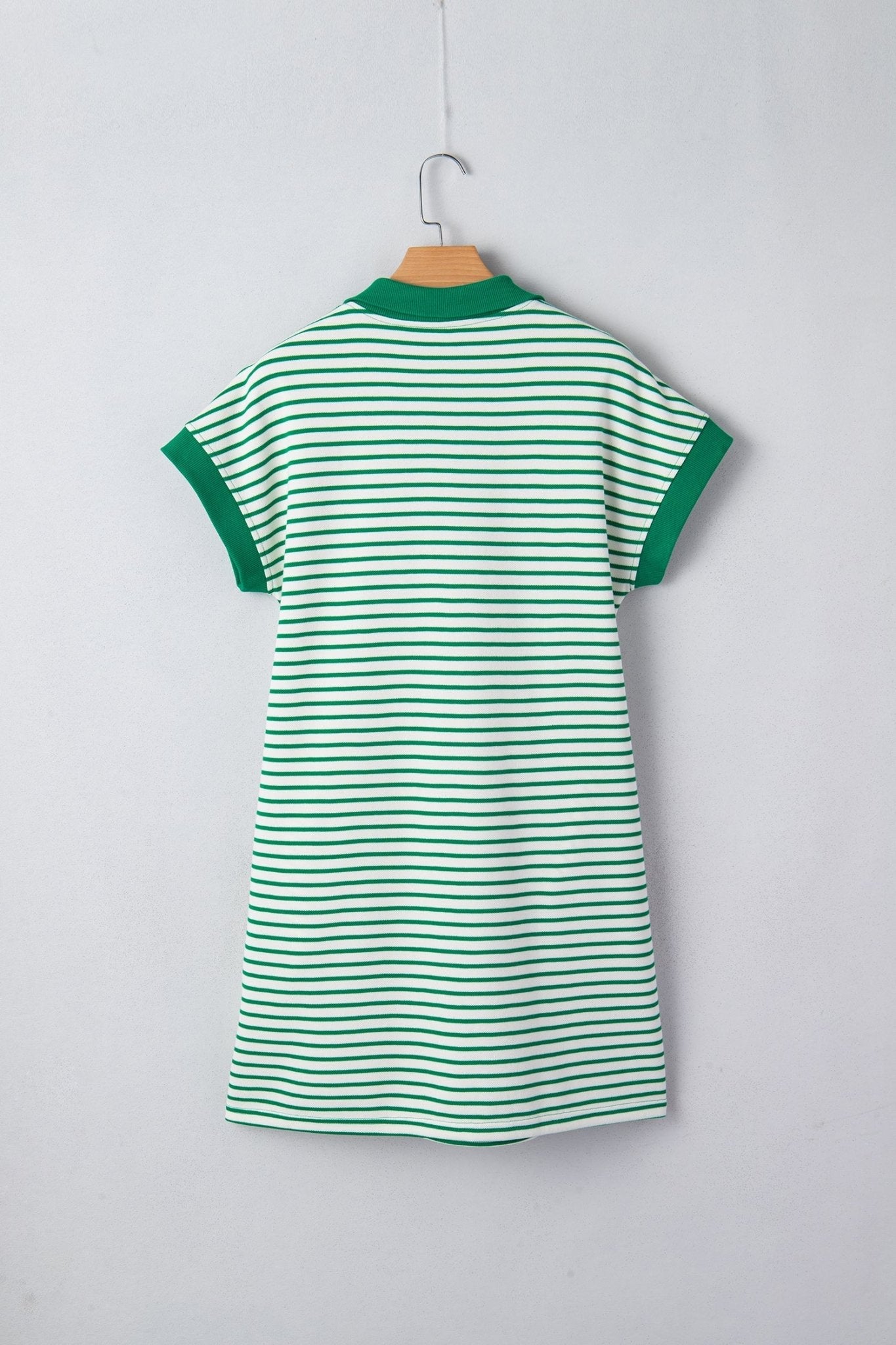 Stripe Quarter Zip Polo Collar T-Shirt Dress - Rooted & Reckless Co.