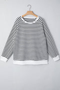 Stripe Raglan Sleeve Side Slit Sweatshirt - Rooted & Reckless Co.