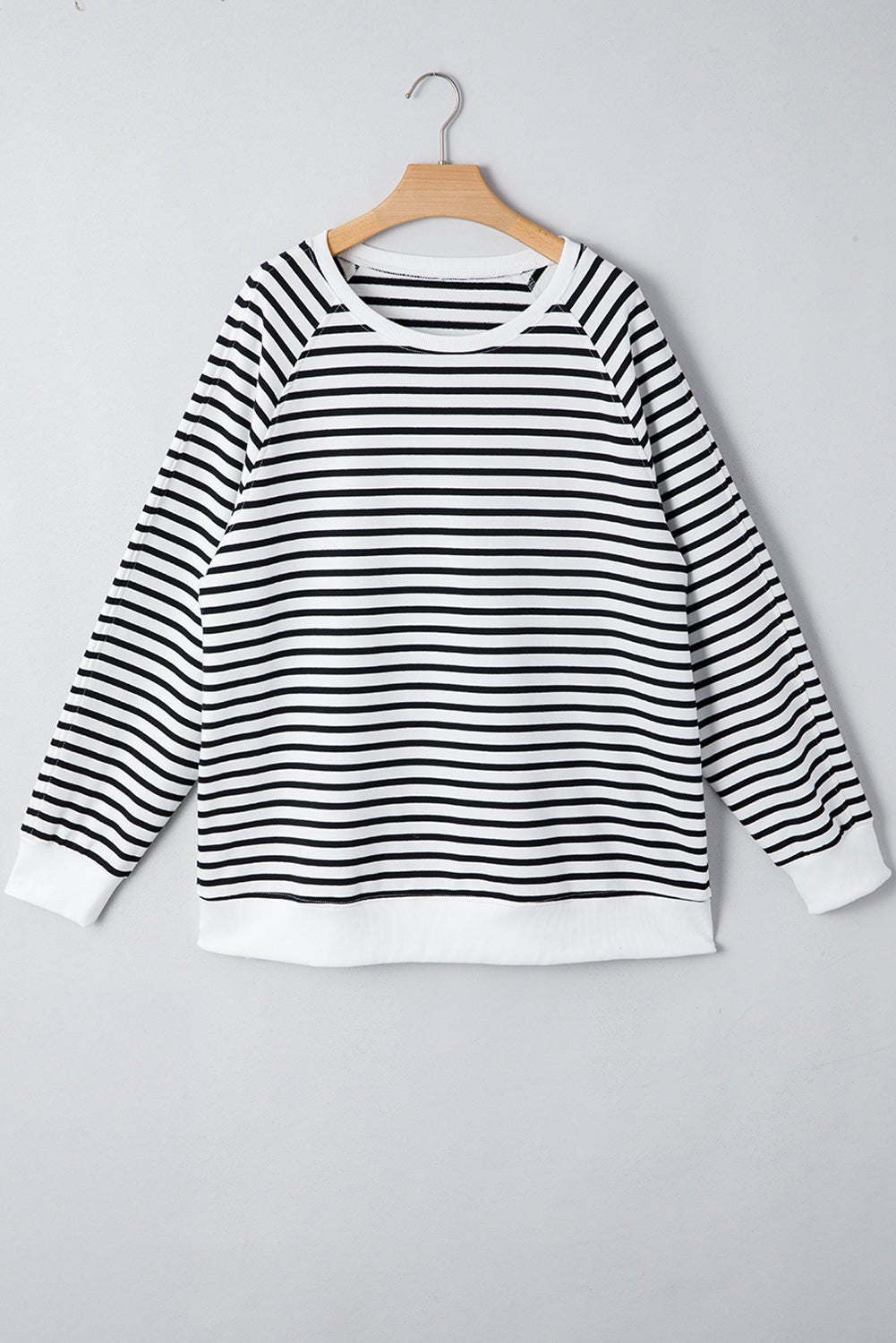 Stripe Raglan Sleeve Side Slit Sweatshirt - Rooted & Reckless Co.