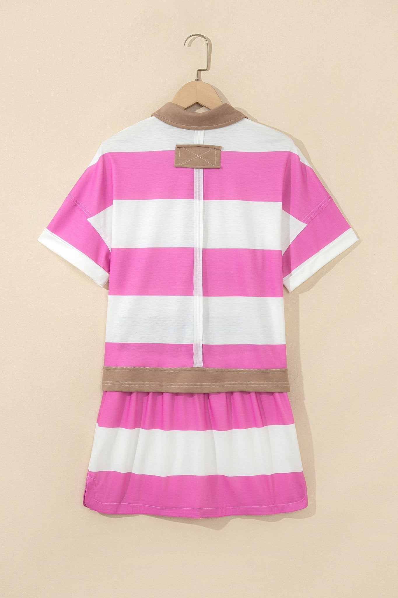 Stripe Raw Edge Polo Tee & Mini Skort Set - Rooted & Reckless Co.