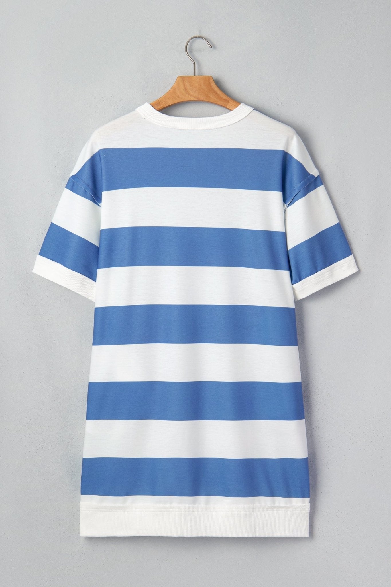 Stripe Raw Seam Short Sleeve Tee Dress - Rooted & Reckless Co.