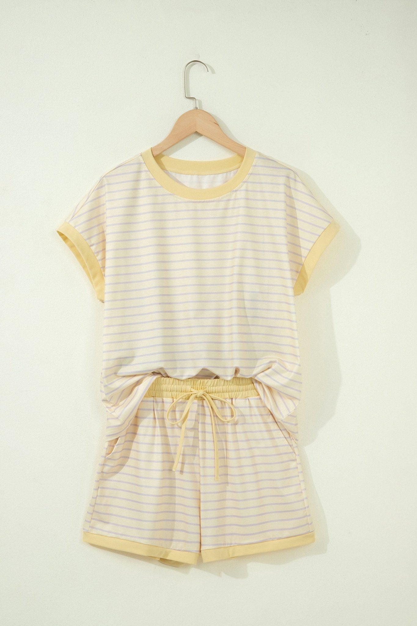 Stripe Relaxed Tee & Drawstring Shorts Set - Rooted & Reckless Co.