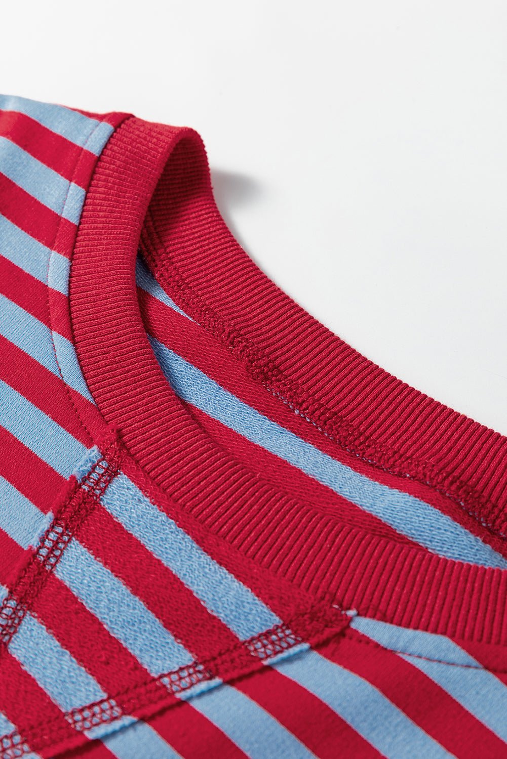 Stripe Reverse Seam Contrast Trim Sweatshirt - Rooted & Reckless Co.