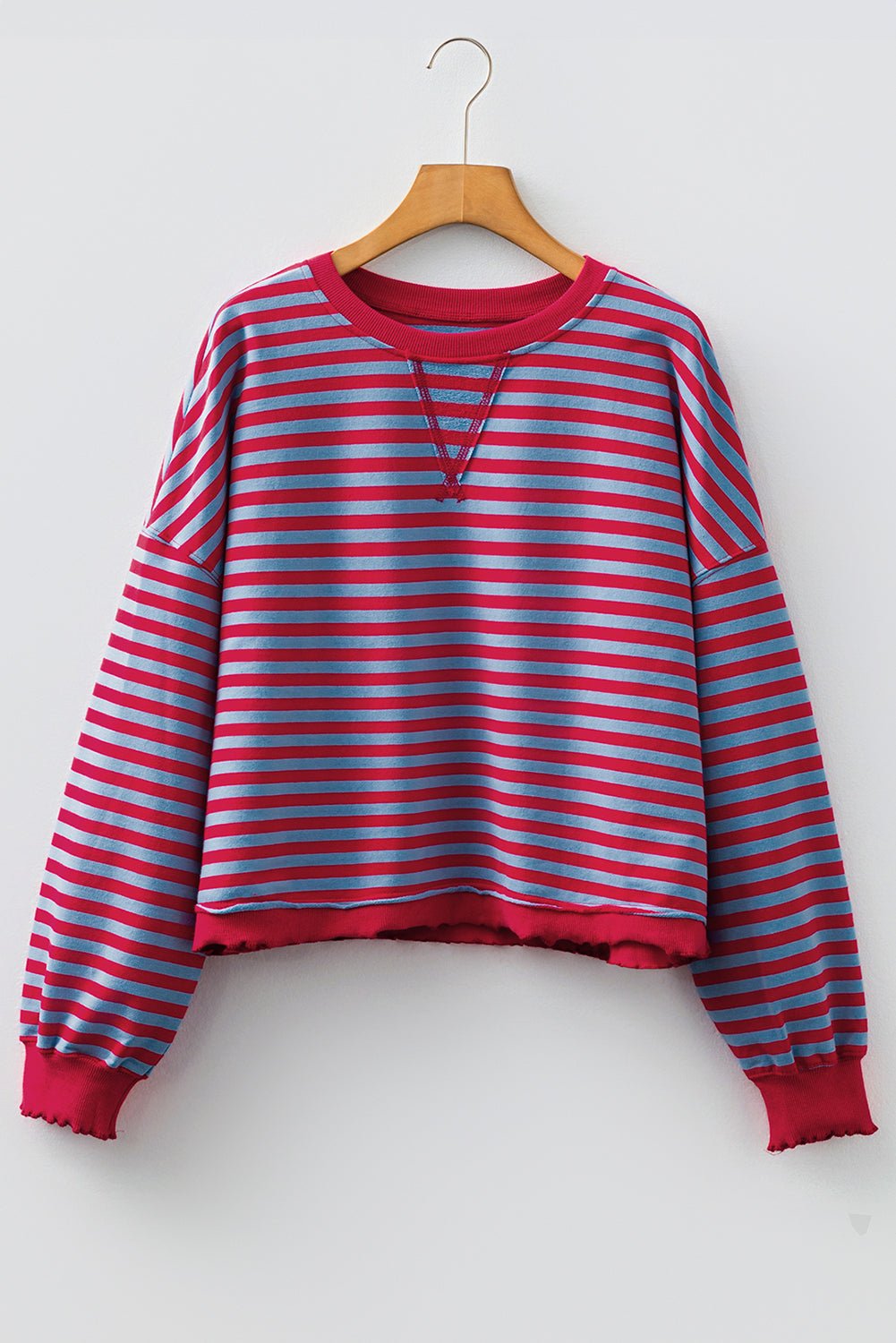 Stripe Reverse Seam Contrast Trim Sweatshirt - Rooted & Reckless Co.