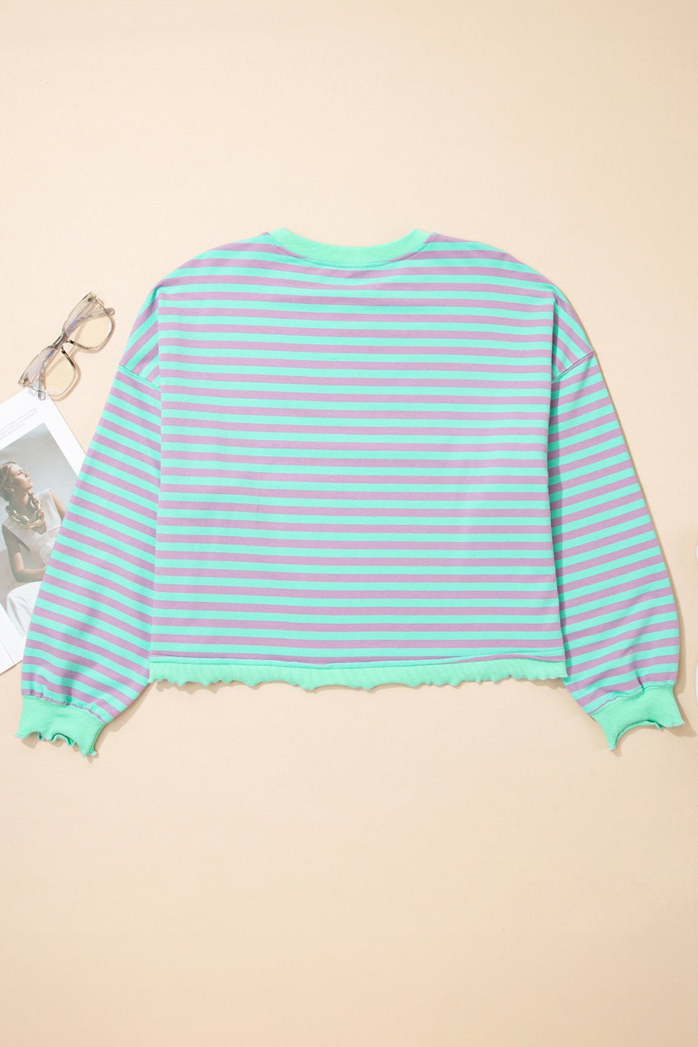 Stripe Reverse Seam Contrast Trim Sweatshirt - Rooted & Reckless Co.