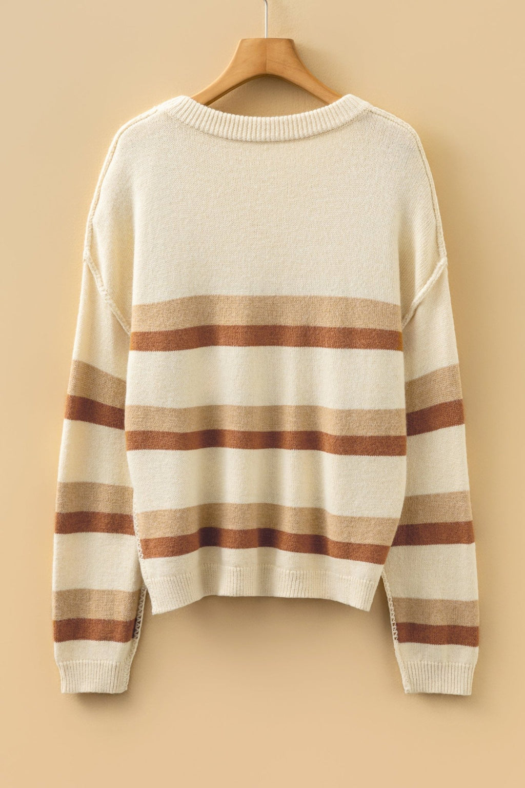 Stripe Reverse Seam Drop Shoulder Baggy Sweater - Rooted & Reckless Co.