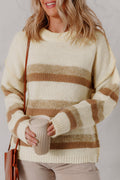 Stripe Reverse Seam Drop Shoulder Baggy Sweater - Rooted & Reckless Co.