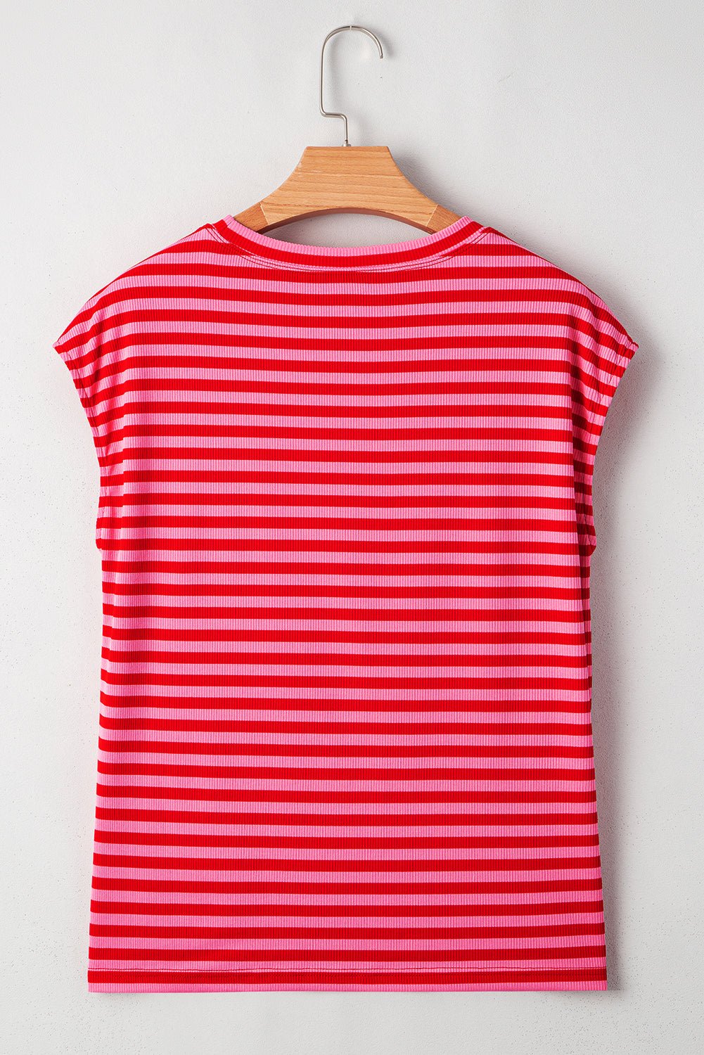 Stripe Ribbed Cap Sleeve Round Neck T-Shirt - Rooted & Reckless Co.
