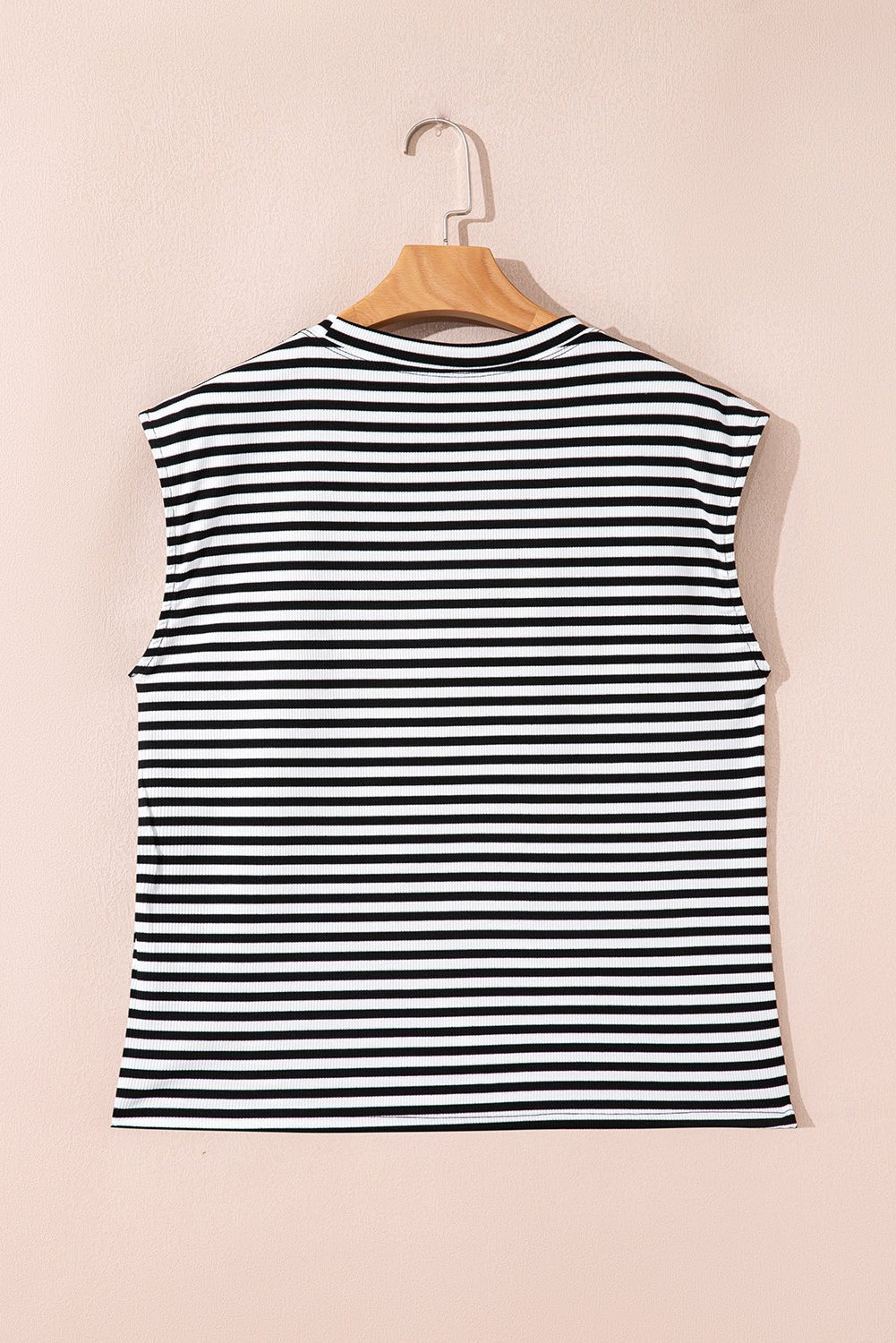 Stripe Ribbed Cap Sleeve Round Neck T-Shirt - Rooted & Reckless Co.