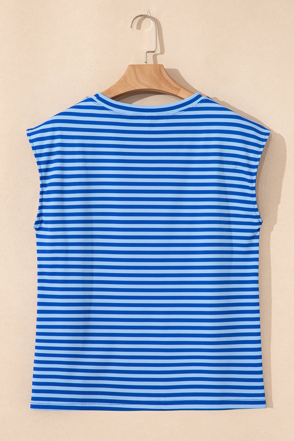 Stripe Ribbed Cap Sleeve Round Neck T-Shirt - Rooted & Reckless Co.