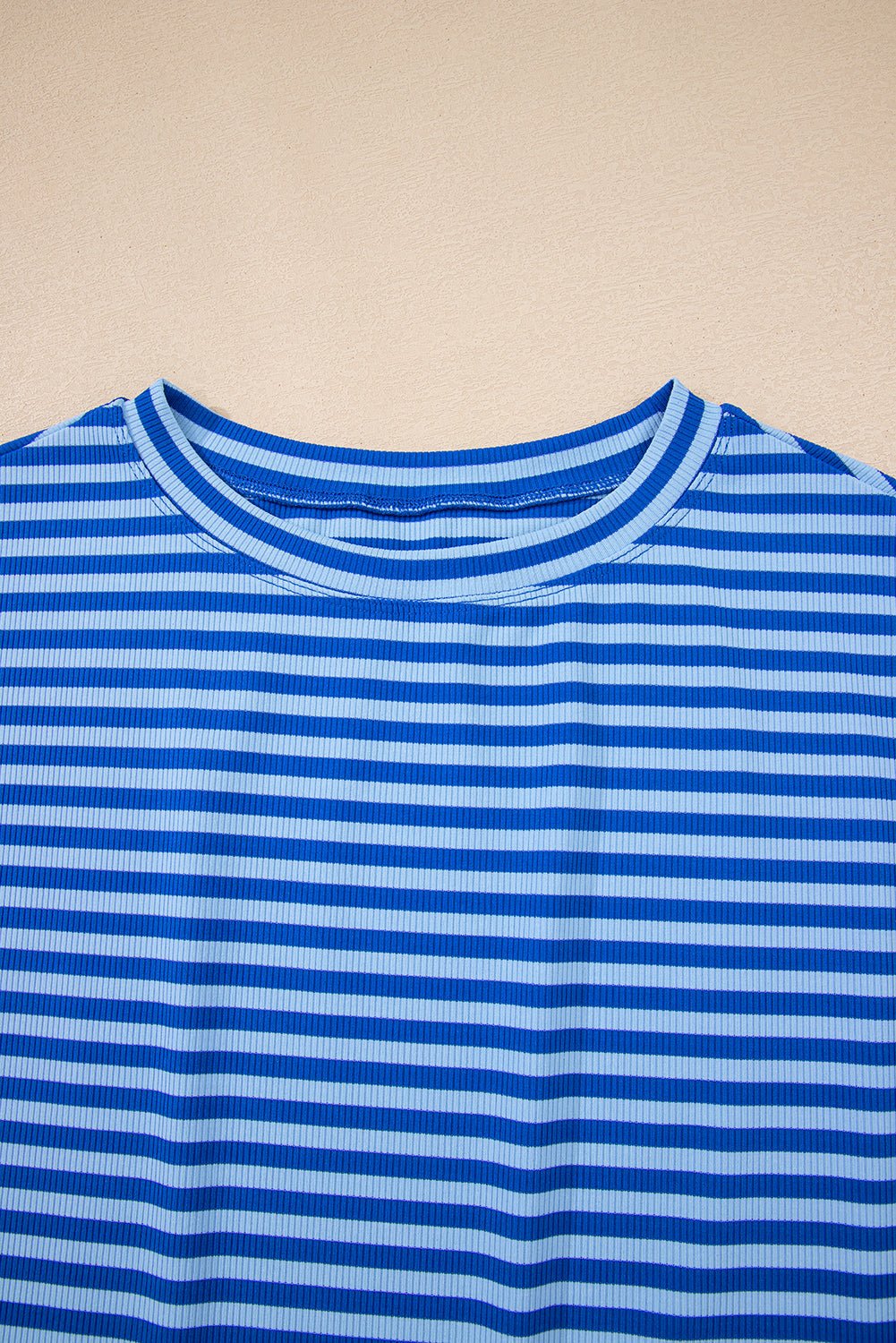 Stripe Ribbed Cap Sleeve Round Neck T-Shirt - Rooted & Reckless Co.