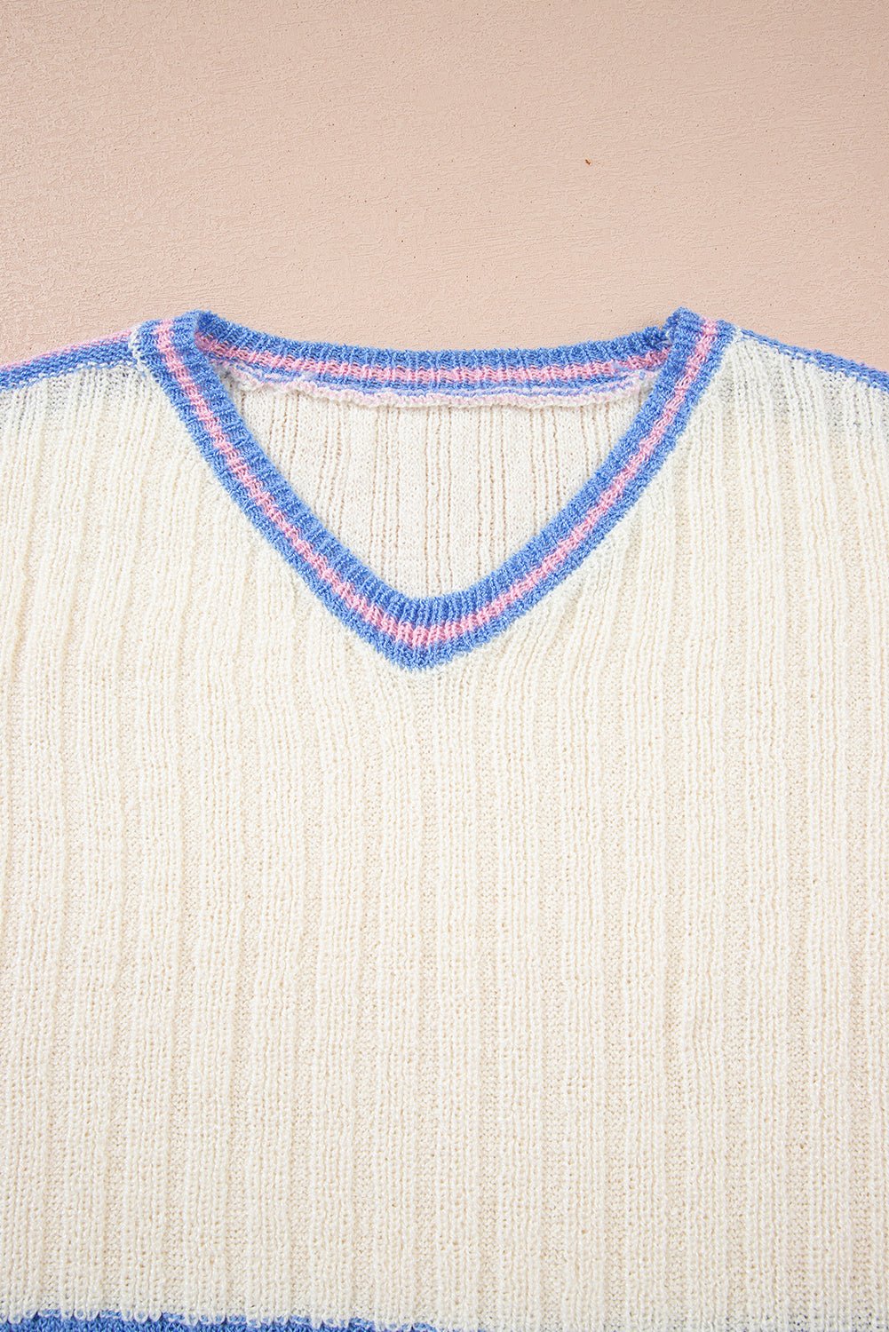 Stripe Ribbed Dolman Sleeve V-Neck Sweater - Rooted & Reckless Co.
