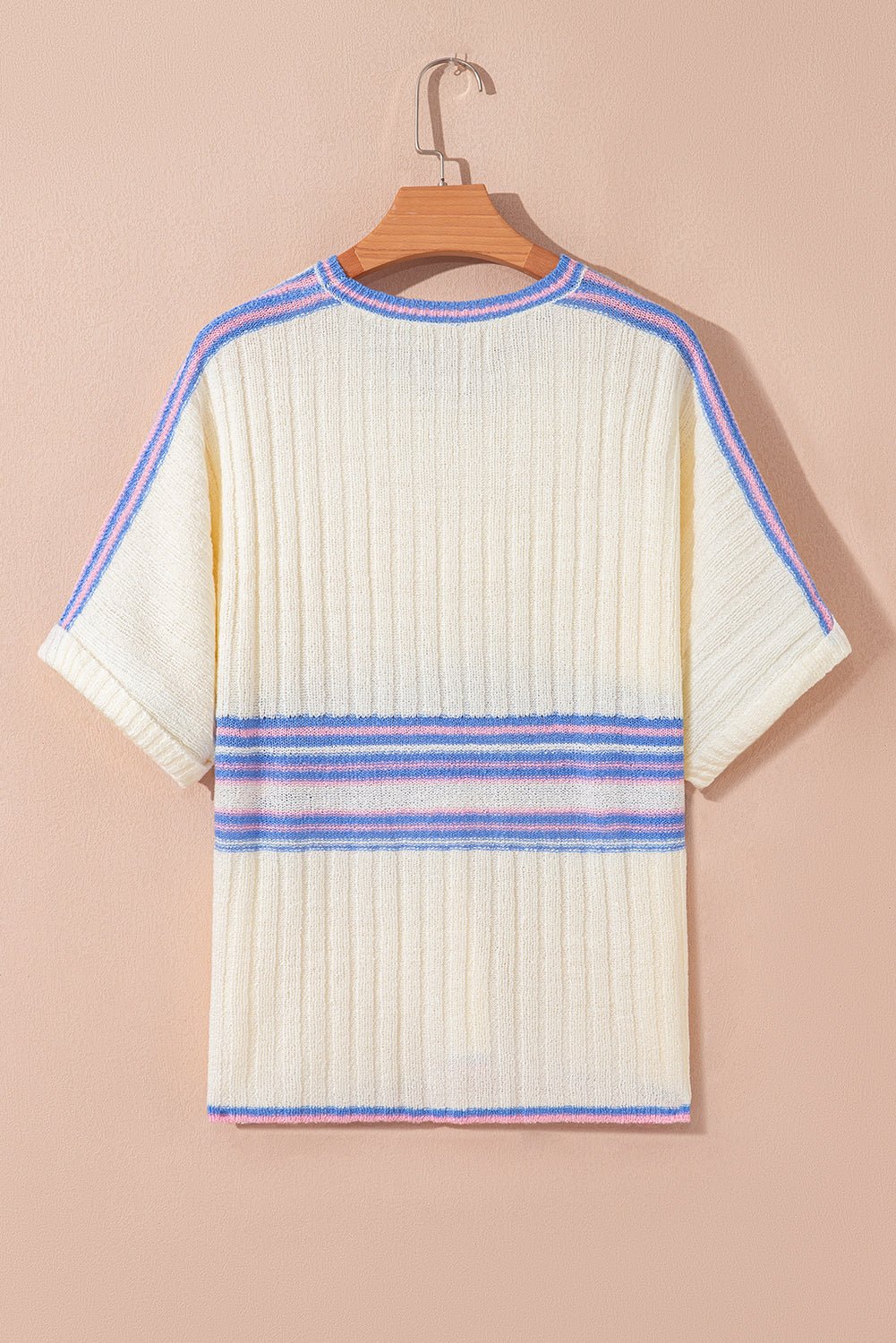 Stripe Ribbed Dolman Sleeve V-Neck Sweater - Rooted & Reckless Co.