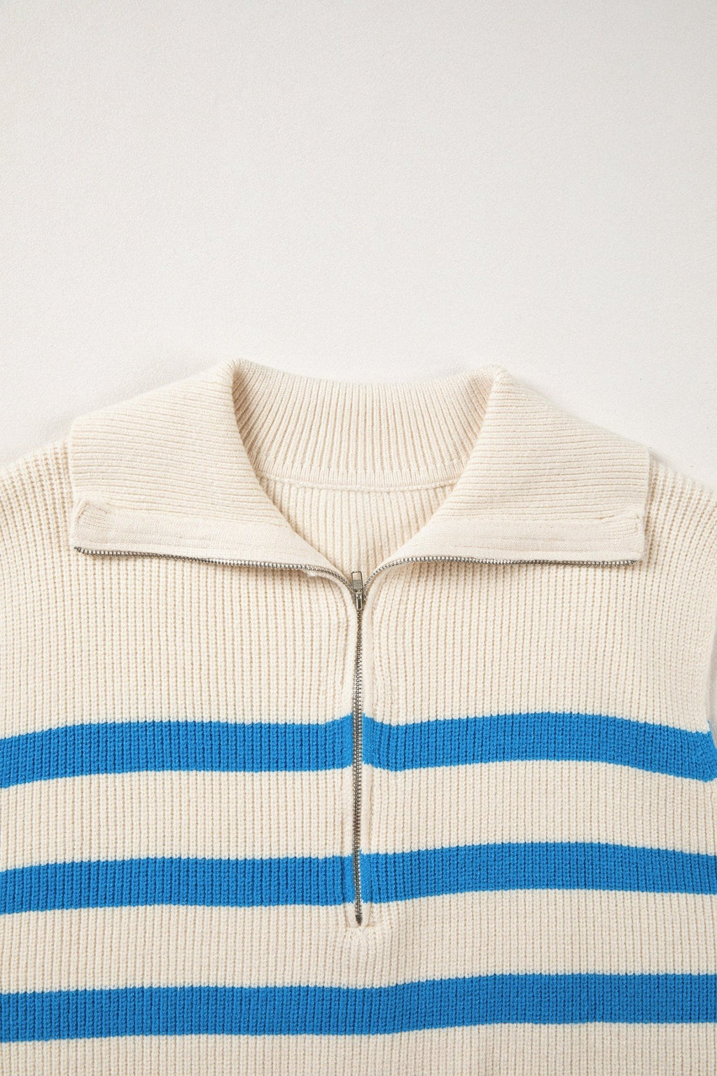 Stripe Ribbed Half-Zip Collar Sleeveless Sweater - Rooted & Reckless Co.