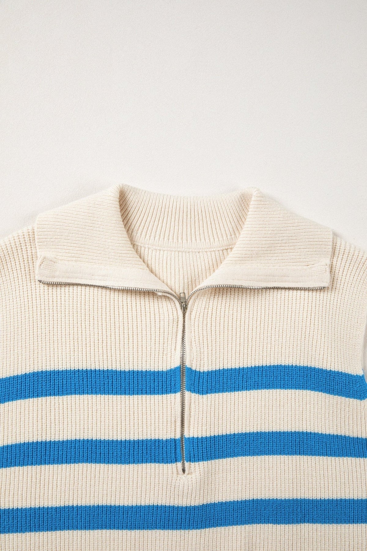 Stripe Ribbed Half-Zip Collar Sleeveless Sweater - Rooted & Reckless Co.