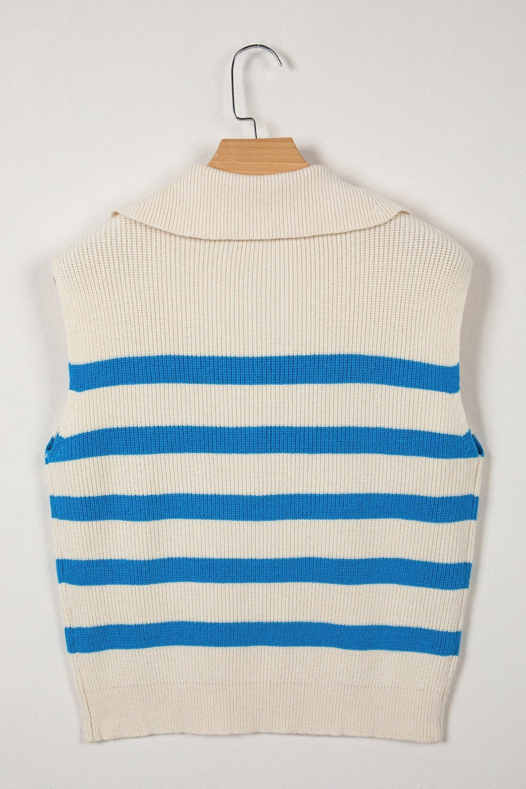 Stripe Ribbed Half-Zip Collar Sleeveless Sweater - Rooted & Reckless Co.
