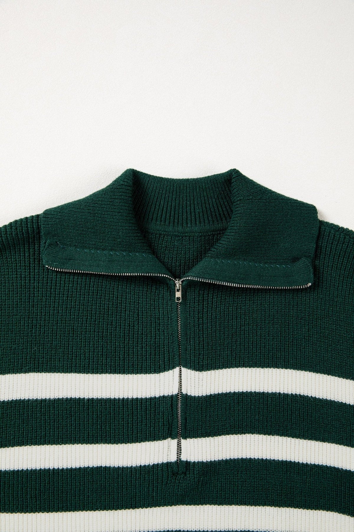 Stripe Ribbed Half-Zip Collar Sleeveless Sweater - Rooted & Reckless Co.