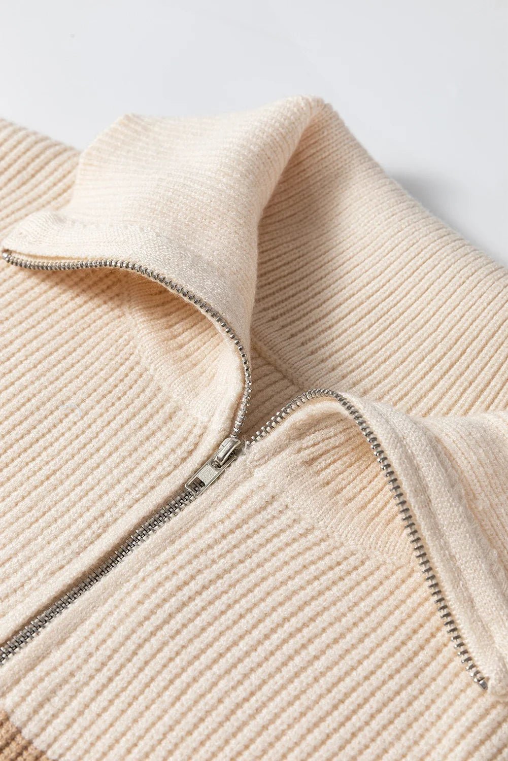 Stripe Ribbed Half-Zip Collar Sleeveless Sweater - Rooted & Reckless Co.