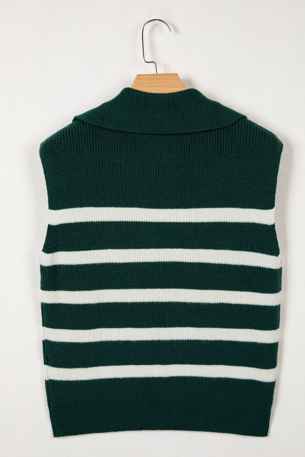 Stripe Ribbed Half-Zip Collar Sleeveless Sweater - Rooted & Reckless Co.