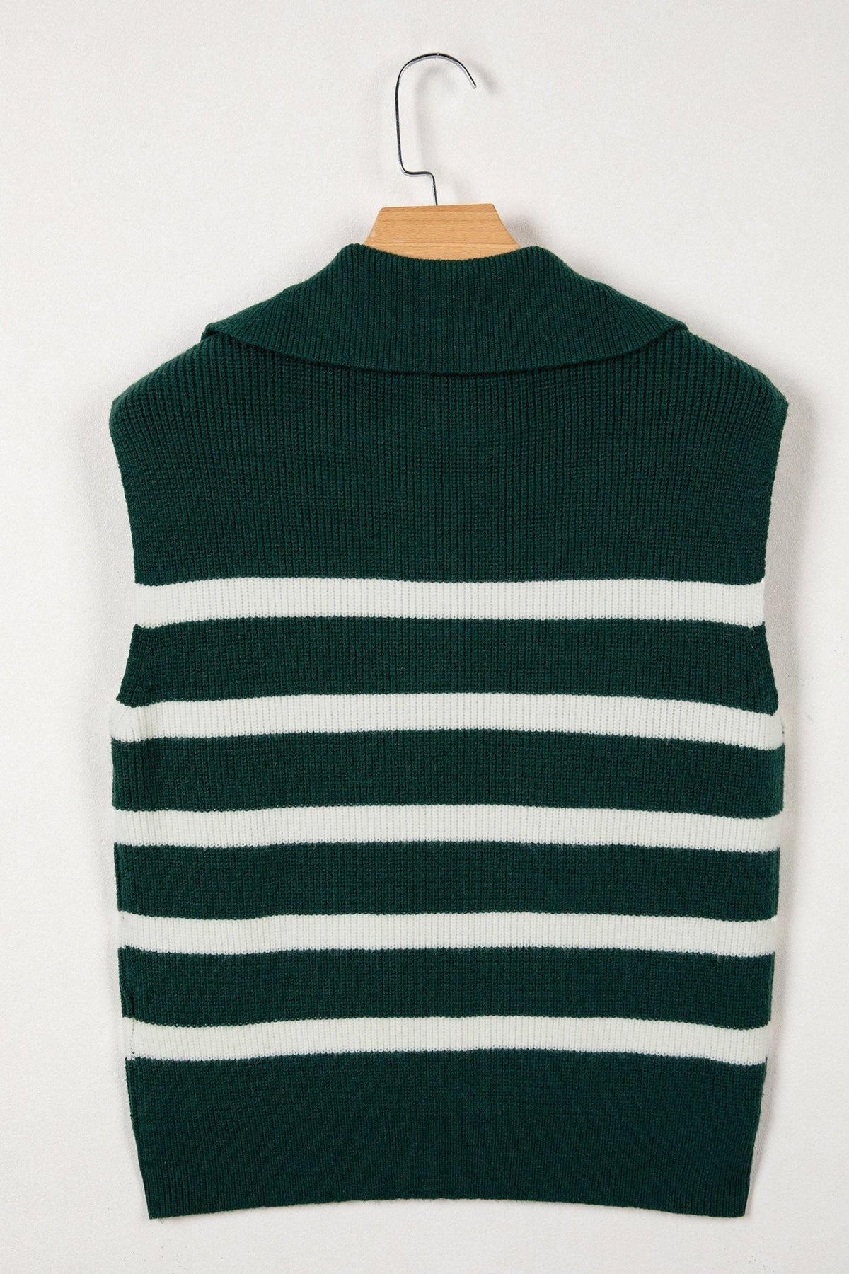 Stripe Ribbed Half-Zip Collar Sleeveless Sweater - Rooted & Reckless Co.
