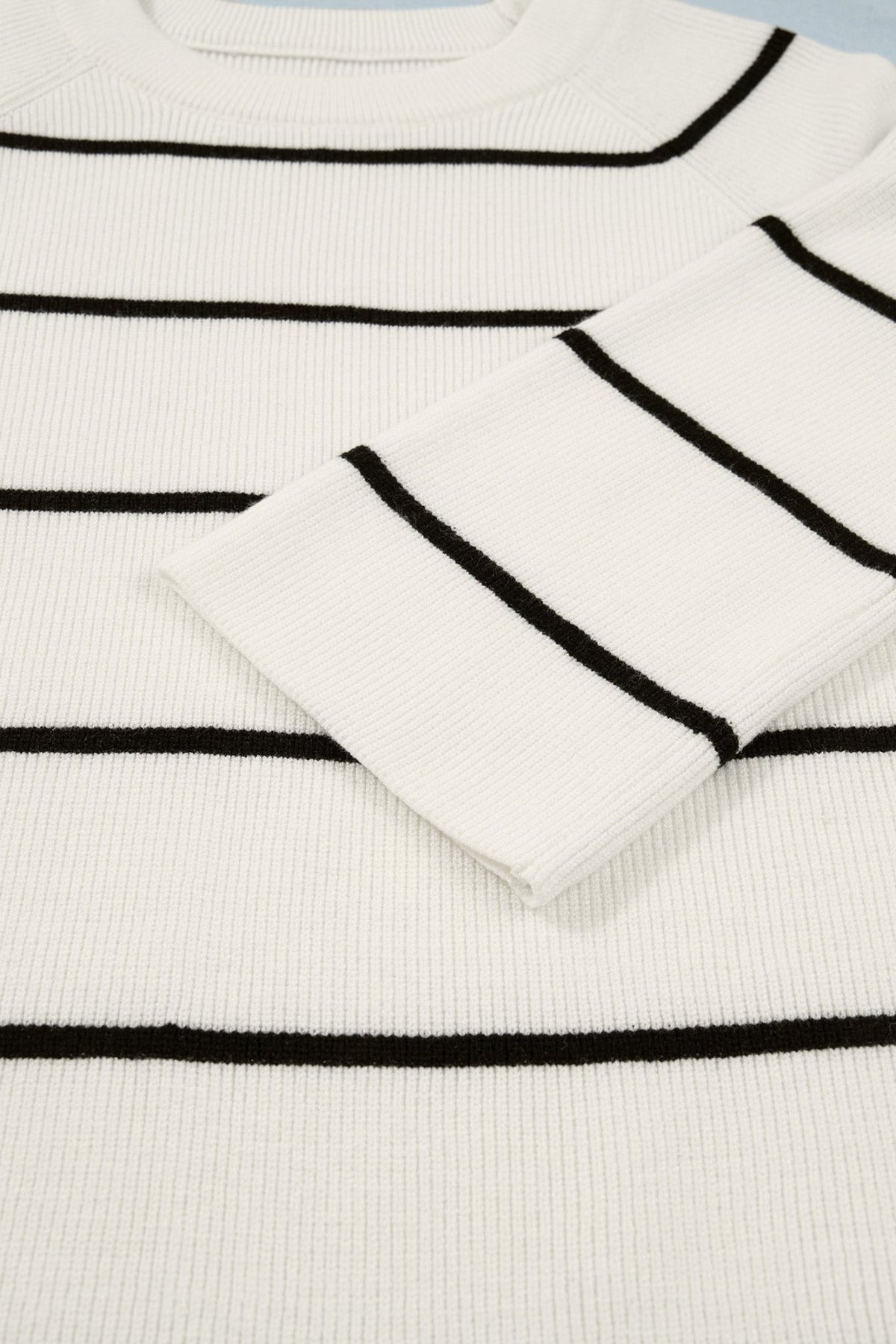 Stripe Ribbed Knit 3/4 Sleeve Sweater Tee - Rooted & Reckless Co.