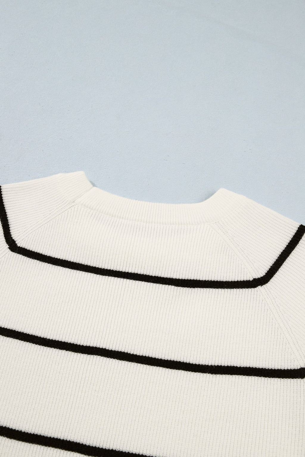 Stripe Ribbed Knit 3/4 Sleeve Sweater Tee - Rooted & Reckless Co.