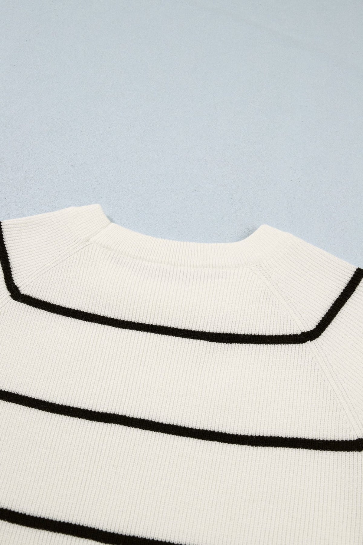 Stripe Ribbed Knit 3/4 Sleeve Sweater Tee - Rooted & Reckless Co.
