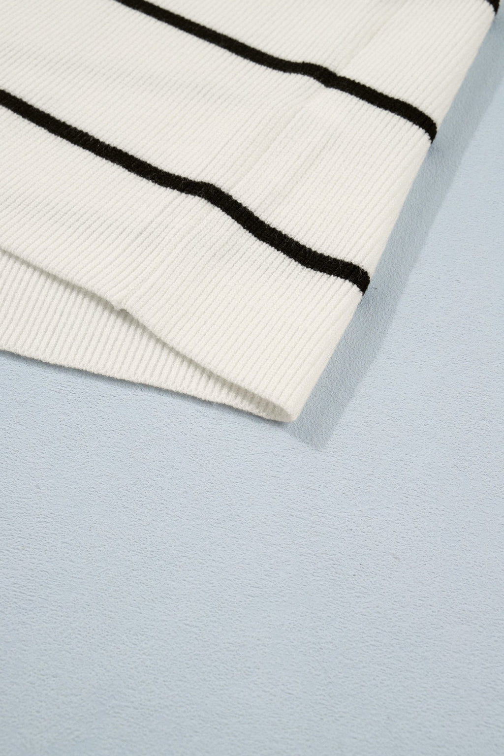 Stripe Ribbed Knit 3/4 Sleeve Sweater Tee - Rooted & Reckless Co.