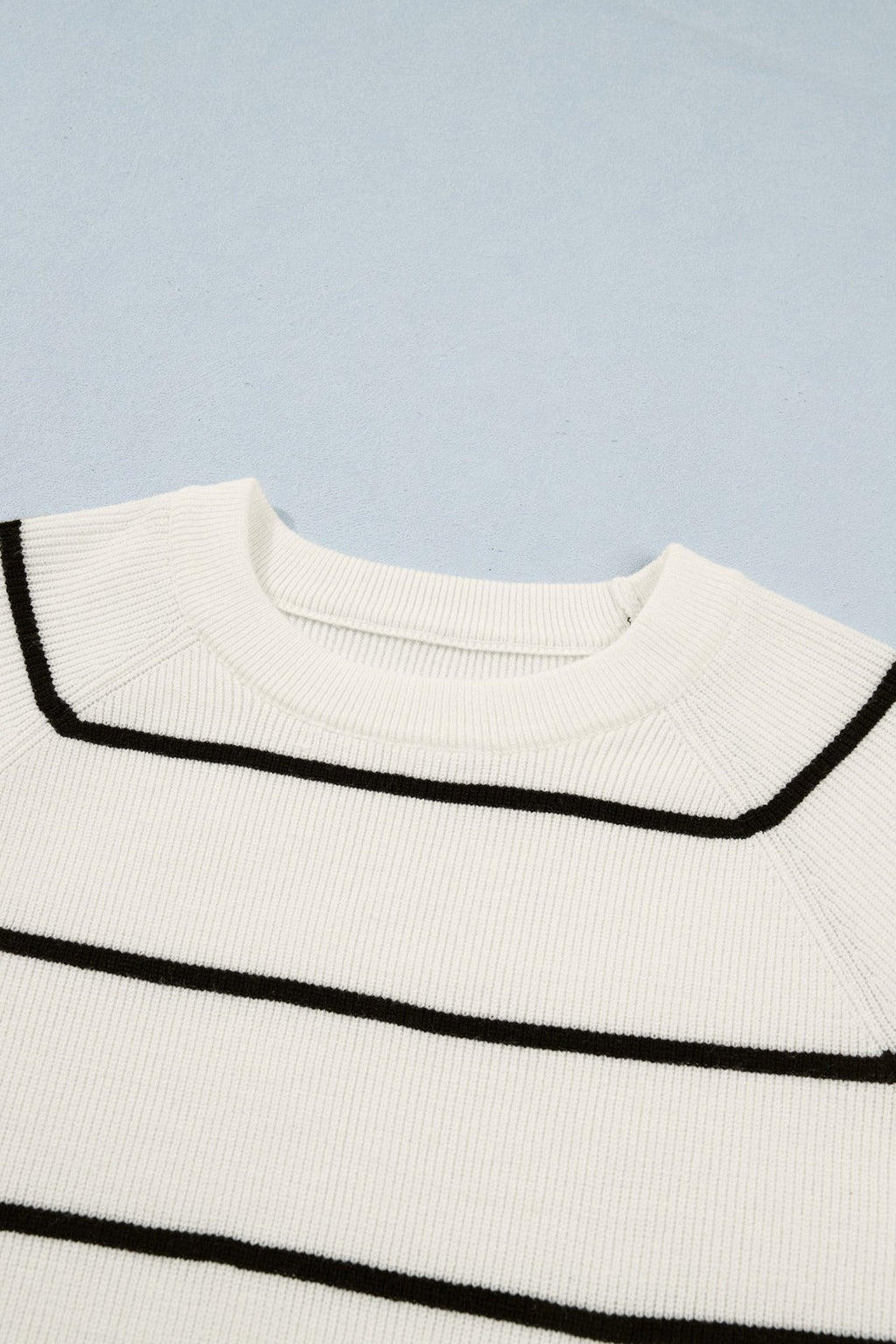 Stripe Ribbed Knit 3/4 Sleeve Sweater Tee - Rooted & Reckless Co.