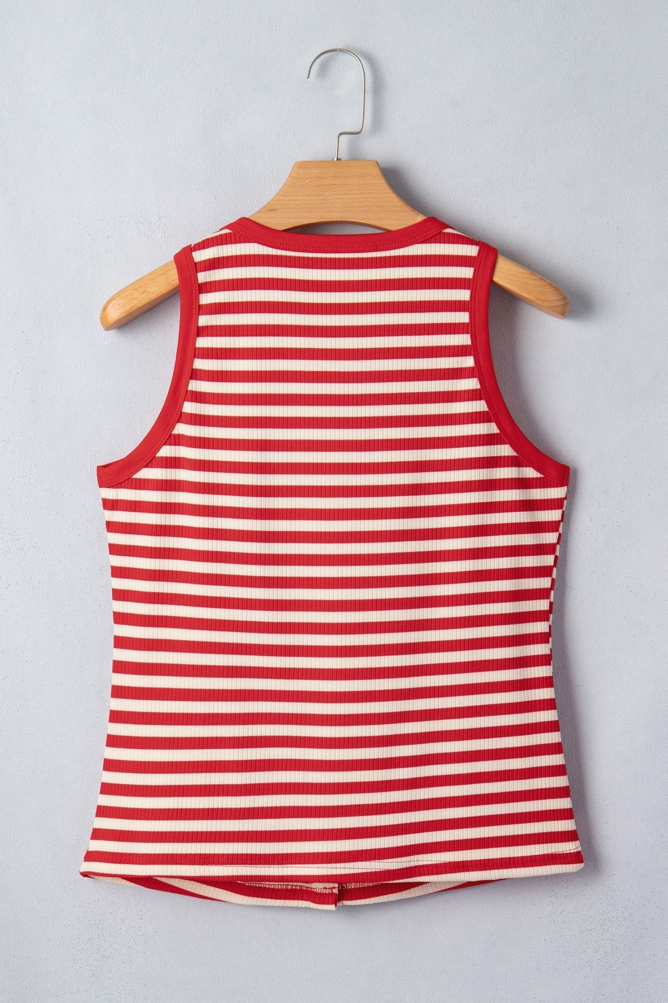 Stripe Ribbed Knit Buttoned Tank Top - Rooted & Reckless Co.