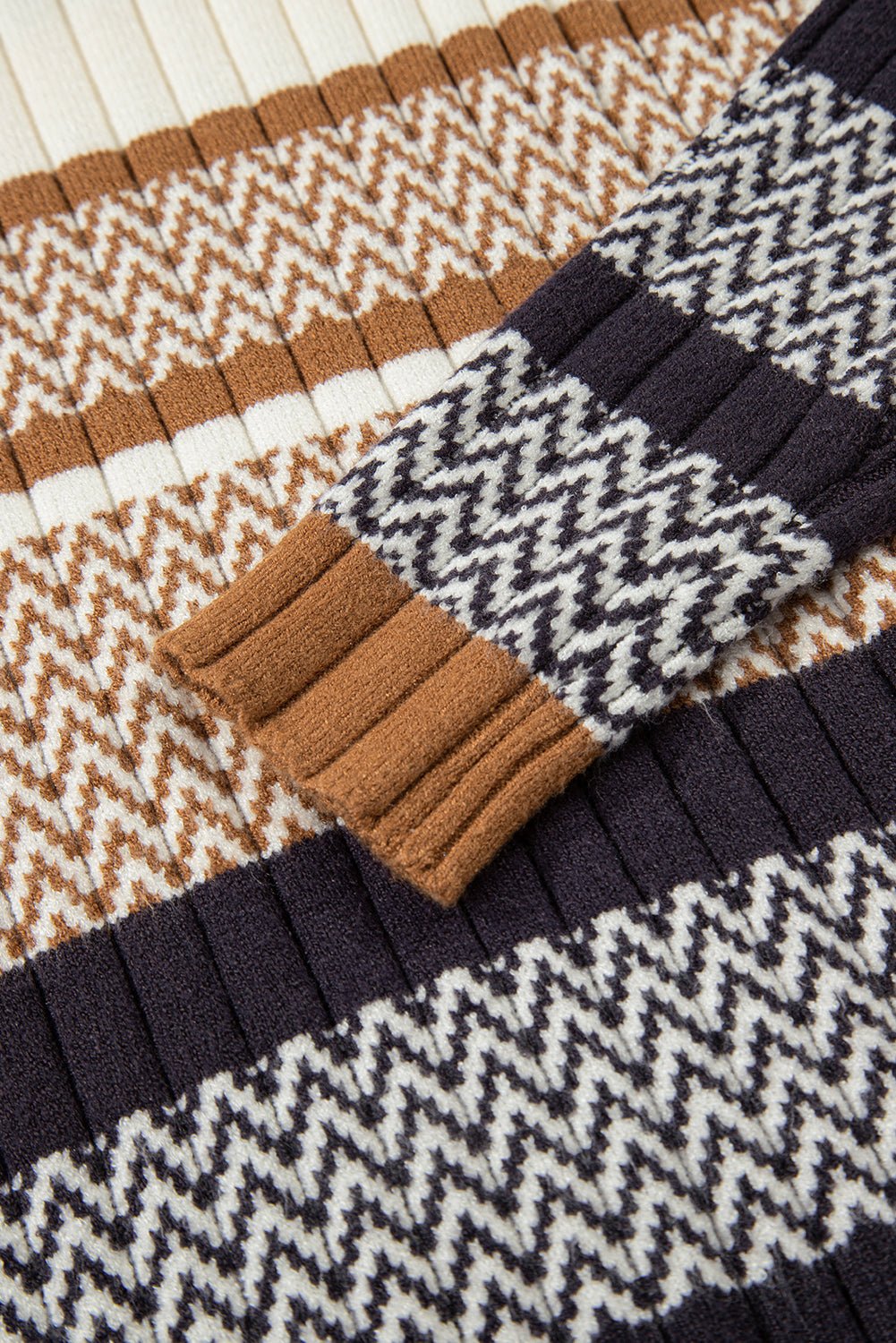 Stripe Ribbed Knit Trim Sweater - Rooted & Reckless Co.