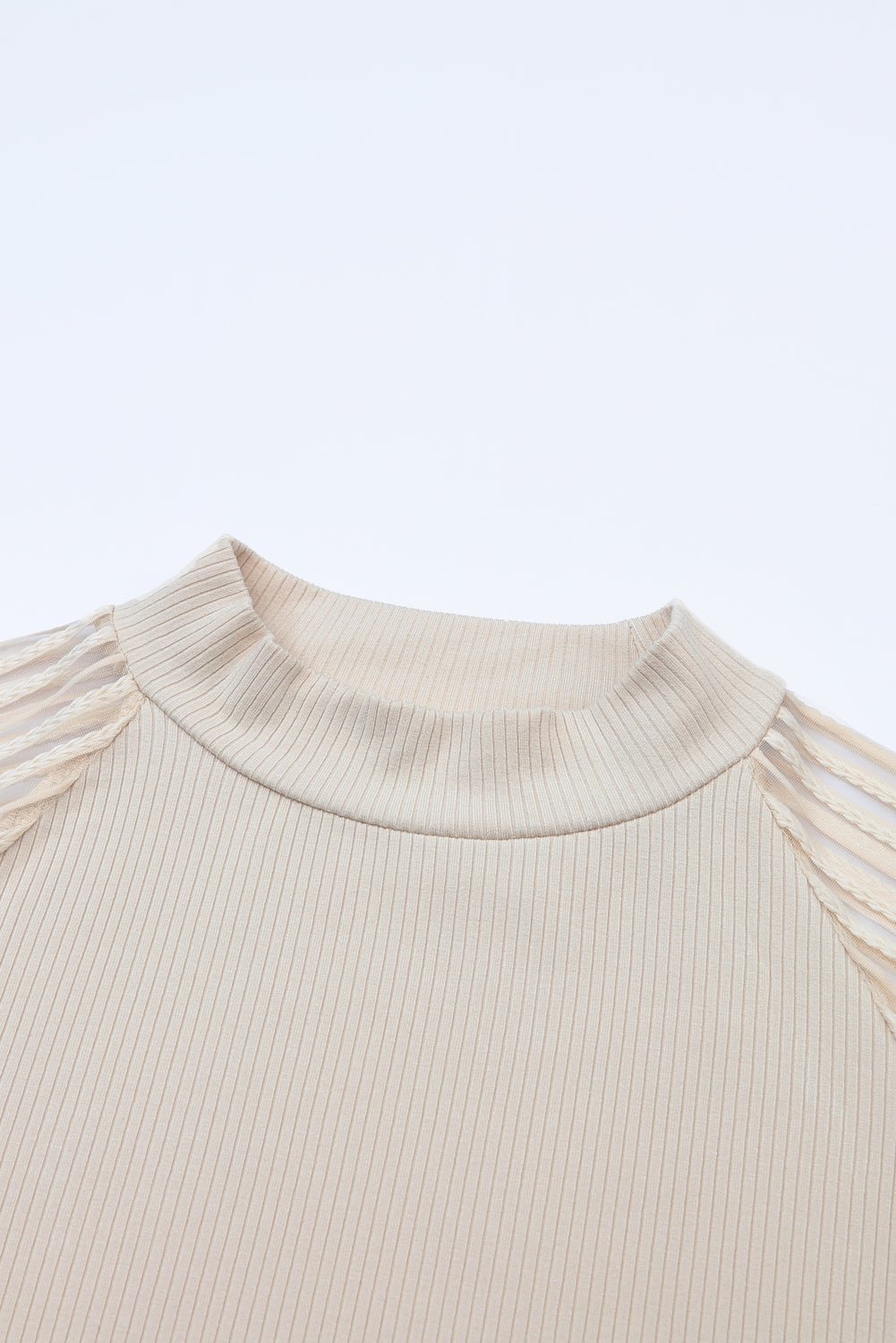 Stripe Ribbed Mesh Long Sleeve Crewneck Top - Rooted & Reckless Co.