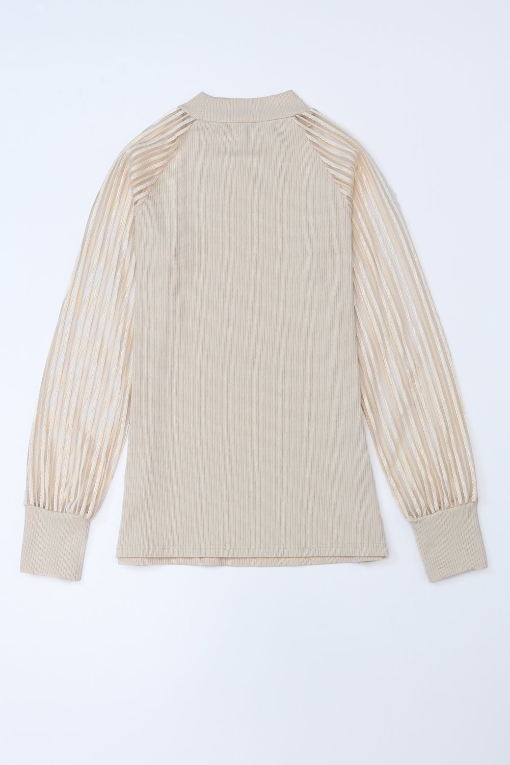 Stripe Ribbed Mesh Long Sleeve Crewneck Top - Rooted & Reckless Co.