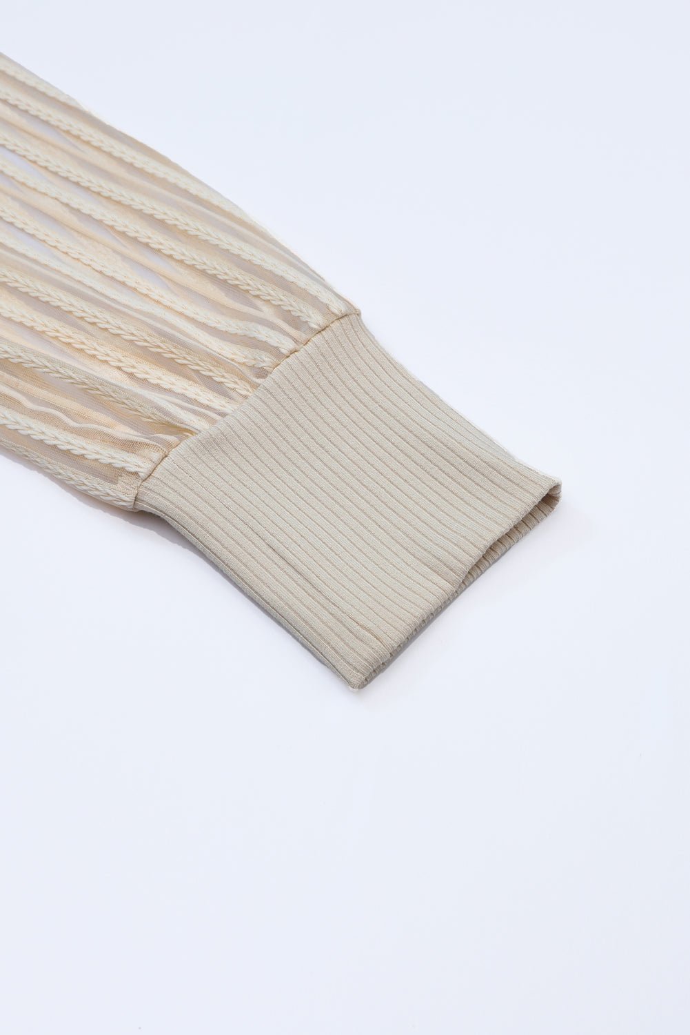 Stripe Ribbed Mesh Long Sleeve Crewneck Top - Rooted & Reckless Co.