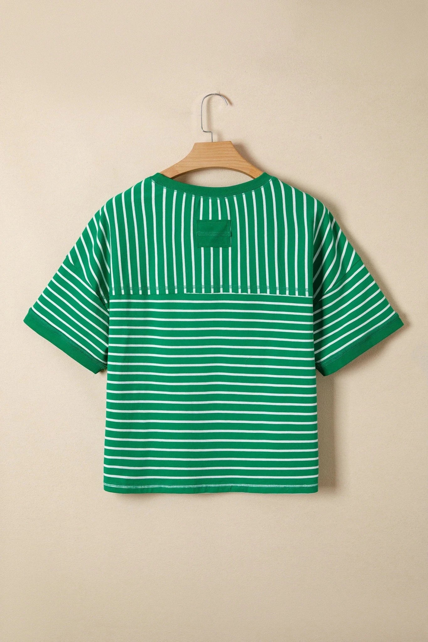 Stripe Ribbed Patchwork Short Sleeve Tee - Rooted & Reckless Co.
