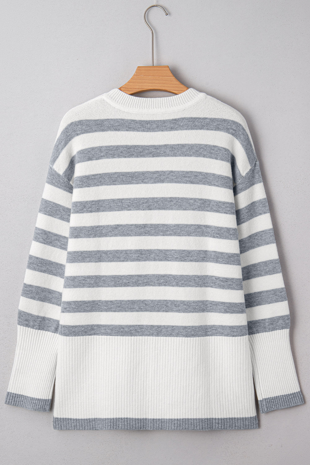 Stripe Ribbed Side-Button Drop Shoulder Sweater - Rooted & Reckless Co.