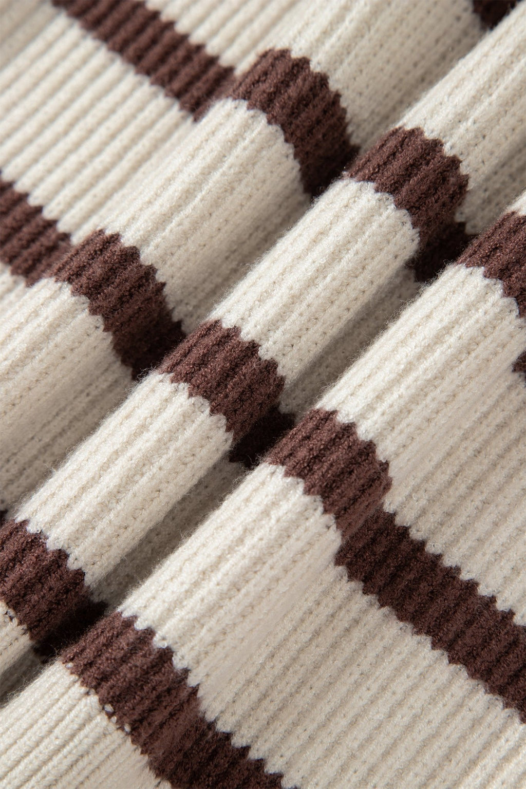 Stripe Ribbed Slouchy Drop Shoulder Henley Sweater - Rooted & Reckless Co.