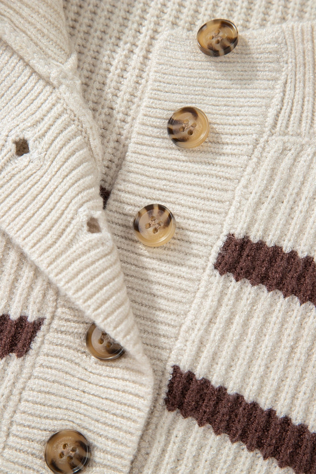 Stripe Ribbed Slouchy Drop Shoulder Henley Sweater - Rooted & Reckless Co.