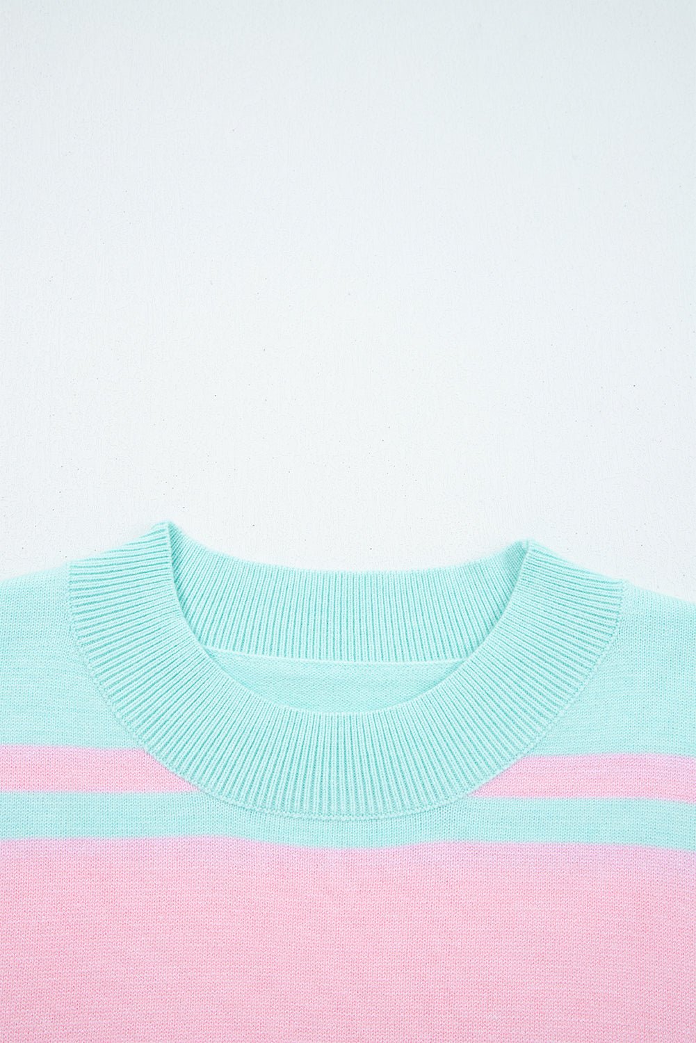 Stripe Ribbed Trim Crewneck Cropped Sweater - Rooted & Reckless Co.