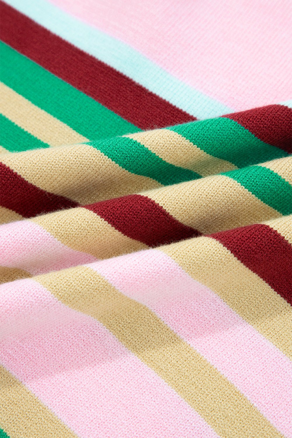 Stripe Ribbed Trim Crewneck Cropped Sweater - Rooted & Reckless Co.