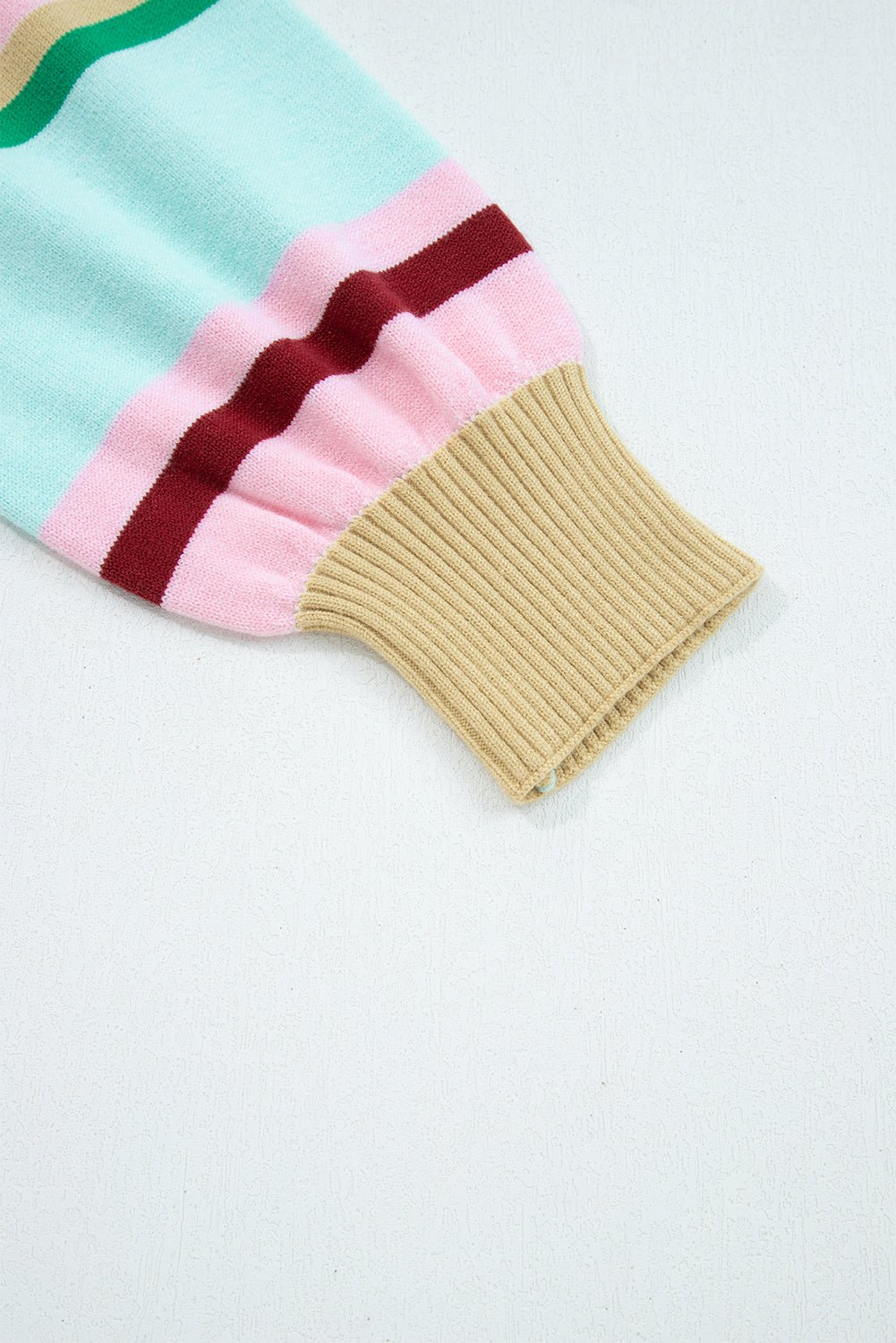Stripe Ribbed Trim Crewneck Cropped Sweater - Rooted & Reckless Co.