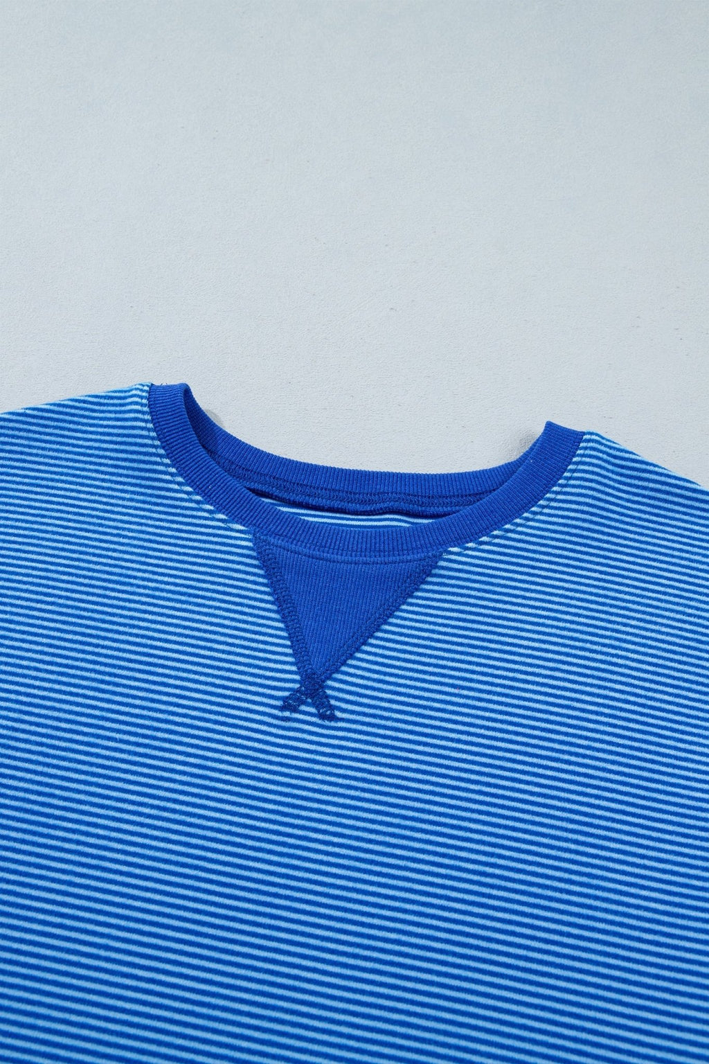 Stripe Ribbed Trim Long Sleeve Pullover Top - Rooted & Reckless Co.